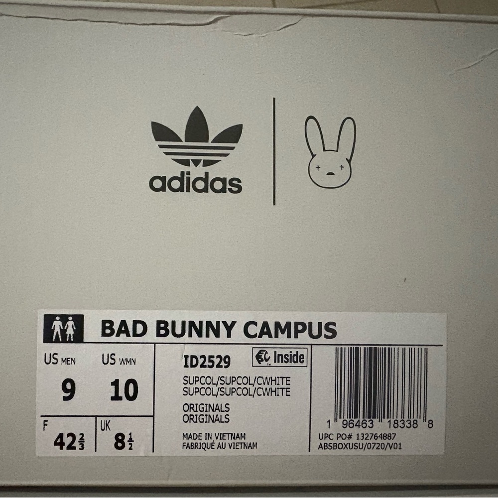 Adidas Bad Bunny Campus. Size 9. NEW. Sand Beige/Brown/Cream White. - Picture 7 of 7